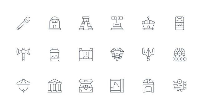 18 Minimal Line Style Icons from Ancient Collection Style Icon Set vector