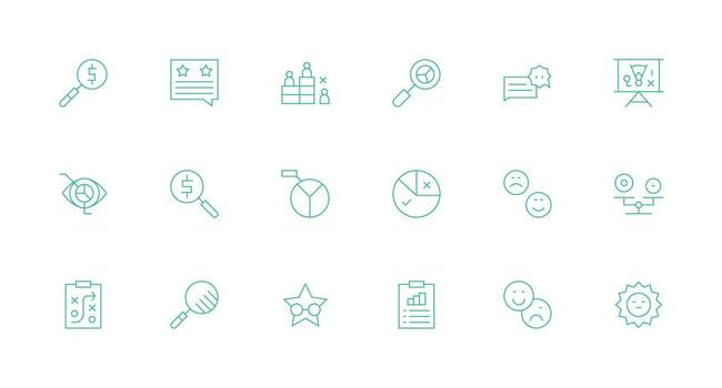 18 Minimal Line Icons for Evaluation Graphics Web Icon Collection vector