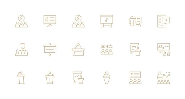 conferencia visual paquete conteniendo 18 mínimo línea íconos completamente editable icono conjunto para web vector