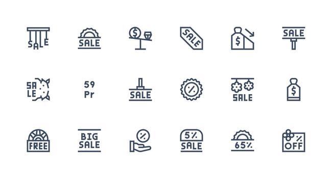 18 Icons for Bargain in Strong Stroke Line Format Icons Built for Visual Consistency Pack vector
