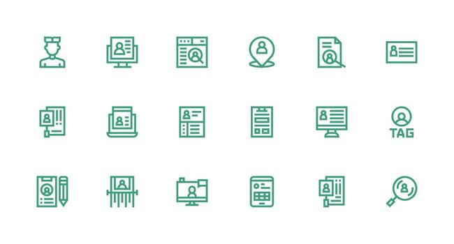 usuario datos conjunto con 18 fuerte carrera línea íconos tablero icono serie vector