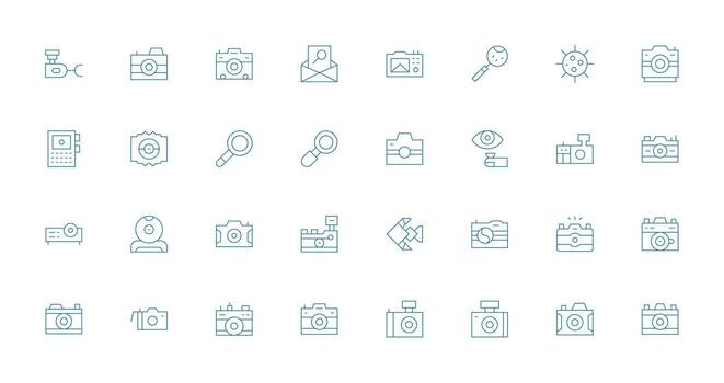 32 Icons for Lens in Thin Line Format Multi-Style Icons for Creative Projects vector