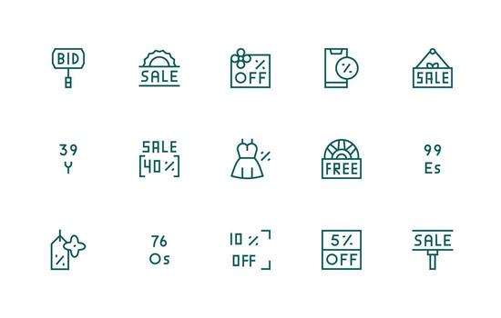 15 Icons for Offer in Regular Line Format UI and UX Focused Icon Collection vector