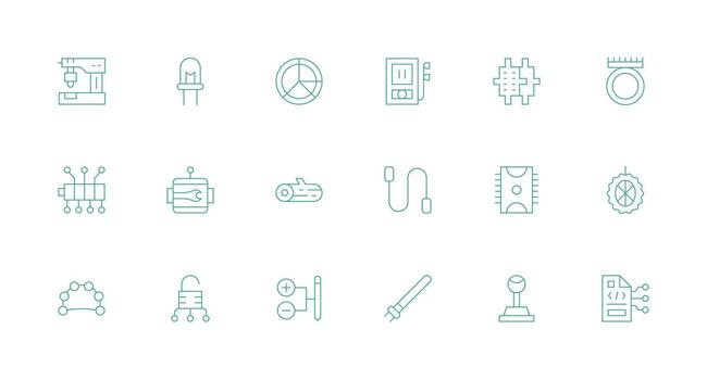 18 Icons for Component in Minimal Line Format Modern Line and Glyph Icon Series vector