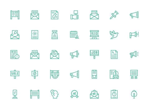 35 regular limpiar línea vectores para darse cuenta tema núcleo icono colección para diario Tareas