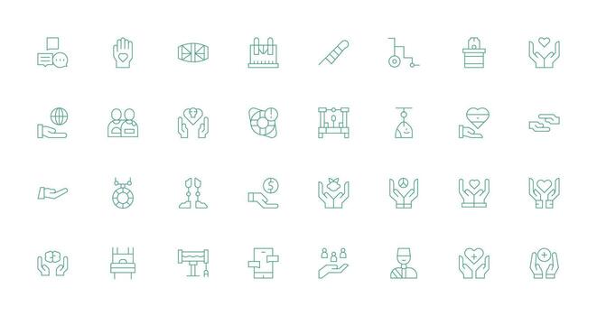 Support System Icon Set with 32 Thin Line Graphics Modern Line and Glyph Icon Series vector