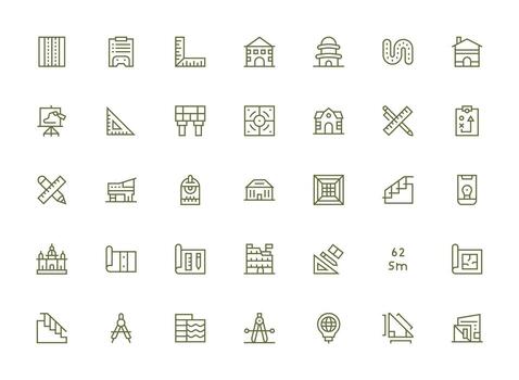 35 Regular Clean Line Icons for Plan Graphics Well-Structured Icons for Creative Use vector