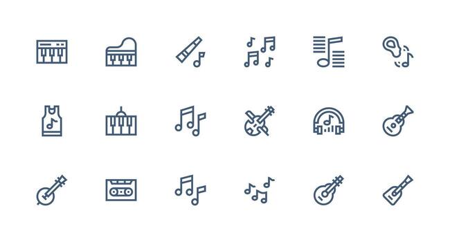 18 Strong Stroke Line Icons for Tune Graphics Basic Icon Series vector