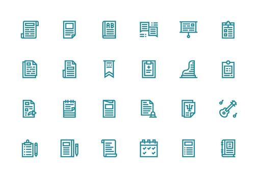 24 Thick Line Line Designs for Notes Icons Core Icon Collection for Daily Tasks vector