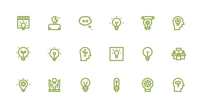 Strong Stroke Line Icons from Brainstorming Set with 18 Vectors Functional Icon Series