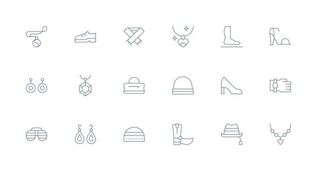 Moda accesorio diseño íconos presentando 18 en mínimo línea estilo equilibrado icono conjunto para funcional diseño vector