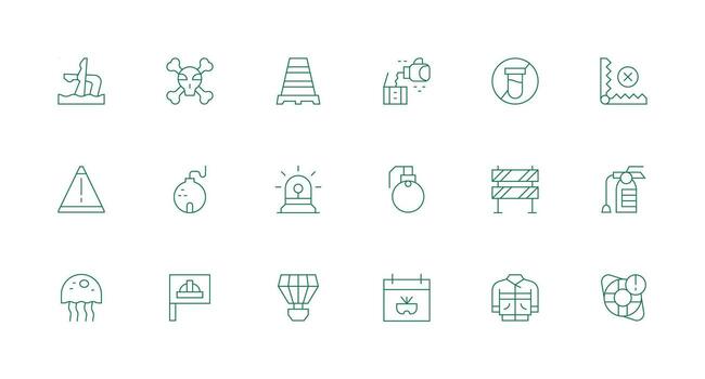 Hazard Visual Pack containing 18 Minimal Line Icons Icon Pack for UI vector