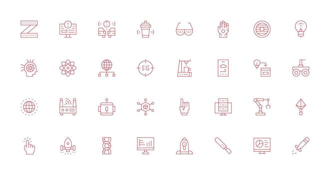 Technology Design Icons featuring 32 in Thin Line Style Minimal Icon Pack vector