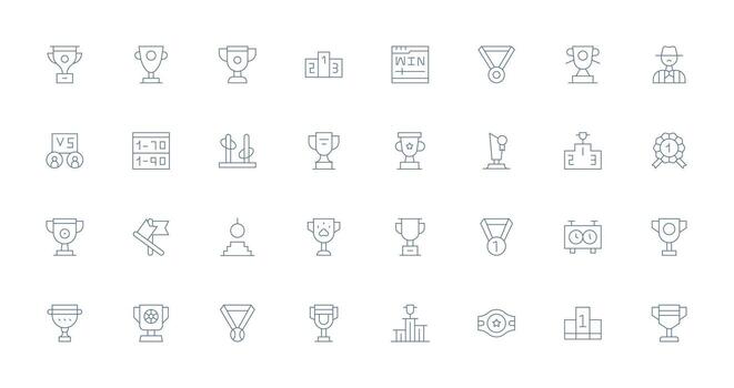 32 Thin Line Style Icons from Contest Collection Dashboard Icon Series vector