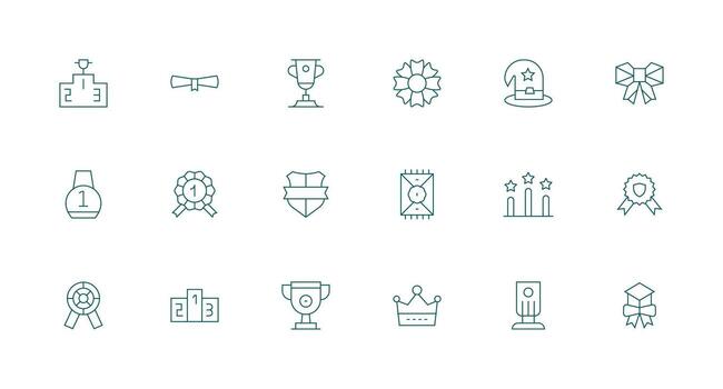 Honor Icon Collection with 18 Minimal Line Designs Balanced Icon Set for Functional Design vector