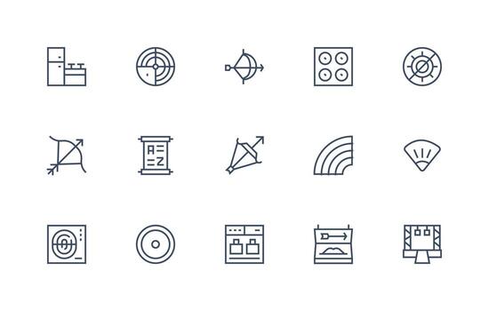 Range Icon Set with 15 Regular Line Graphics Detailed Icon Collection for Design Systems vector