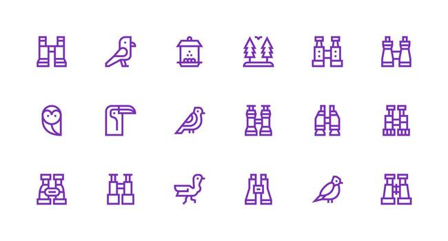 18 Strong Stroke Line Style Icons from Birdwatching Collection User Interface Icons for Digital Products vector