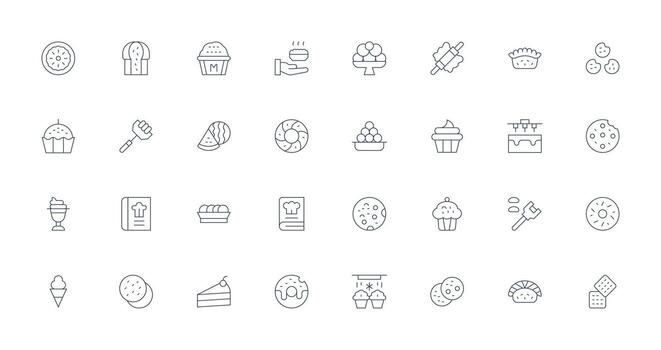 Pastry Icon Collection with 32 Thin Line Designs Core Icon Collection for Daily Tasks vector