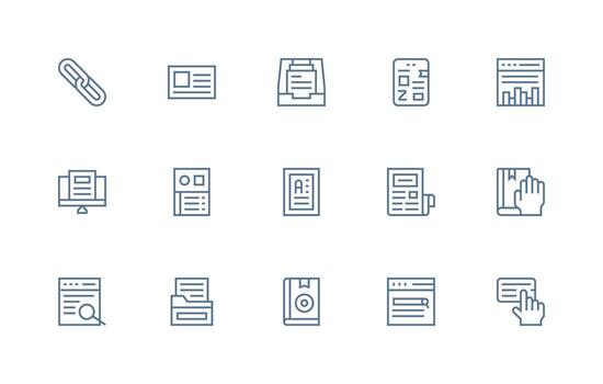 15 Icons for Page in Regular Line Format Core Icon Collection for Daily Tasks vector