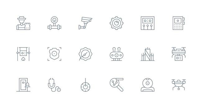 Monitoring Icon Set with 18 Minimal Line Graphics Compact Icon Set vector