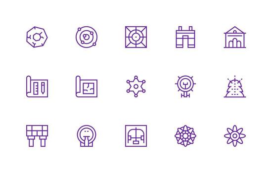 Schematic Icon Set with 15 Regular Line Graphics App Icon Pack vector