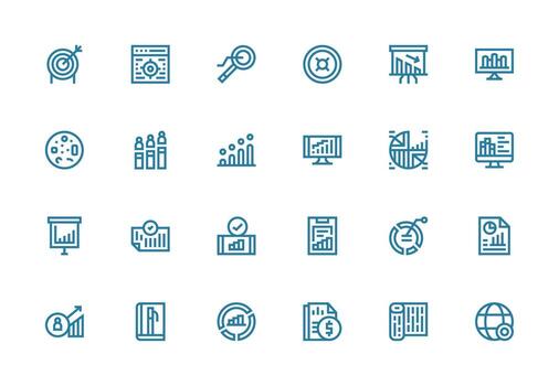 24 Icons for Metrics in Thick Line Line Format Organized Pack for Project Assets vector