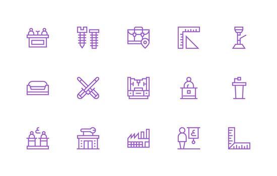 15 taller íconos en regular línea estético icono paquete para varios temas vector