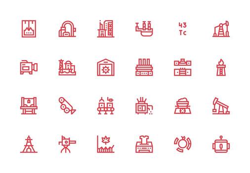 24 íconos para producción en grueso línea línea formato esencial icono conjunto para equipos vector