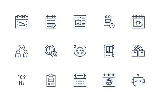 regular línea íconos desde tarea conjunto con 15 vectores glifo icono serie