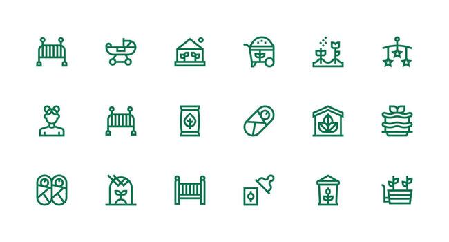 guardería icono conjunto con 18 fuerte carrera línea gráficos completar icono conjunto para móvil aplicaciones vector