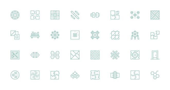 enclavamiento conjunto con 32 Delgado línea íconos icono conjunto para web vector