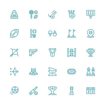 Medium Stroke Outline Icons from Game Set with 25 Vectors All-Purpose Icon Design Pack