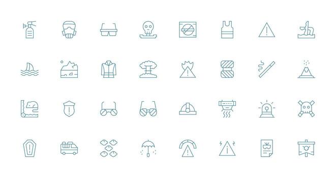 Thin Line Icons from Hazard Set with 32 Vectors Theme-Based Icon Pack