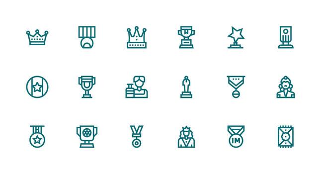 18 íconos para prestigio en fuerte carrera línea formato ligero icono serie para rápido prototipos vector