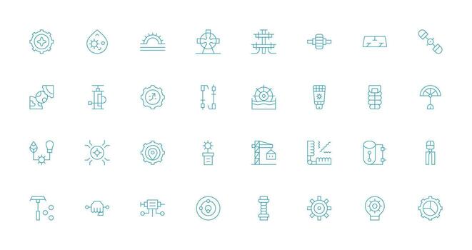 Thin Line Icons from Mechanism Set with 32 Vectors Organized Pack for Project Assets