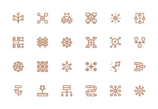 nodos visual paquete conteniendo 24 grueso línea línea íconos sensible icono conjunto para flexible diseños vector