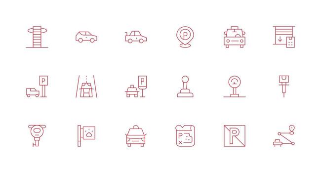 18 Minimal Line Vectors for Parking Theme Icons Built for Visual Consistency Pack