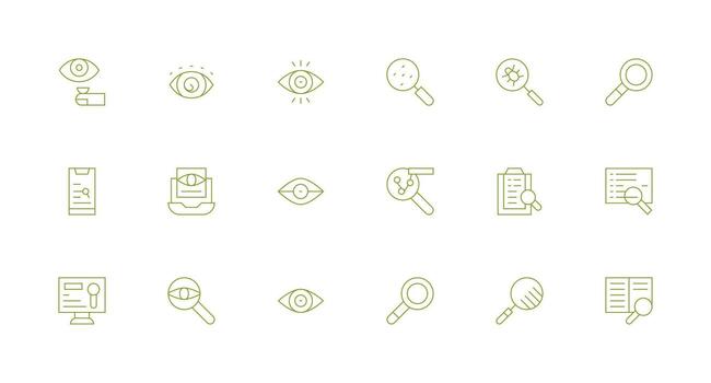 18 mínimo línea estilo íconos desde examinar colección limpiar icono colección para web utilizar vector