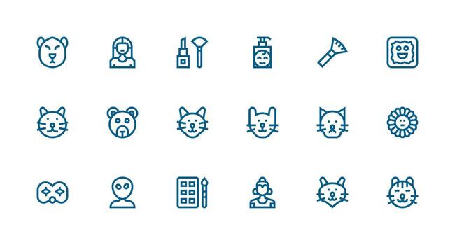 Strong Stroke Line Icons from Face Set with 18 Vectors Minimal Icon Set for Interface Projects