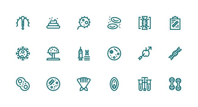 18 Strong Stroke Line Style Icons from Biological Collection Simple Icons for Interface and Wireframes vector