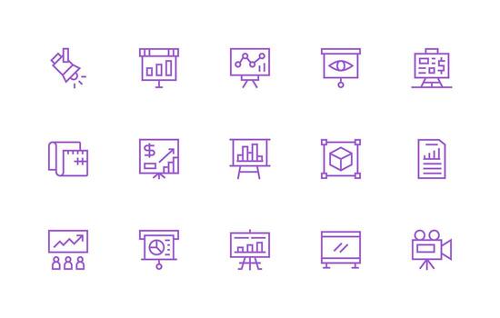 15 Icons for Projection in Regular Line Format Simple Icons for Interface and Wireframes vector
