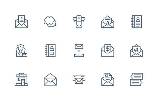 EMail Icon Collection with 15 Regular Line Designs Optimized Icon Pack for Digital Products vector