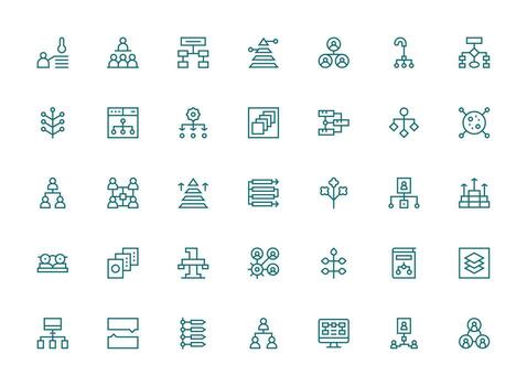 jerarquía diseño íconos presentando 35 en regular limpiar línea estilo estándar icono paquete vector