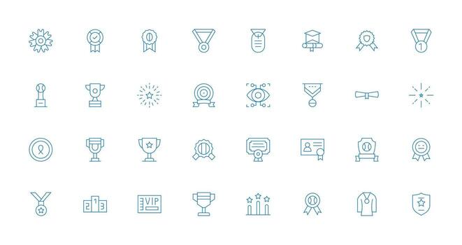 32 Recognition Icons in Thin Line Aesthetic Icon Set for Projects vector