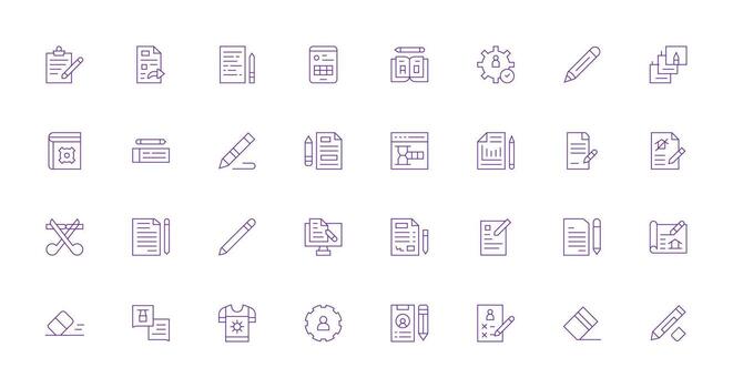 32 íconos para editar en Delgado línea formato general utilizar icono paquete vector