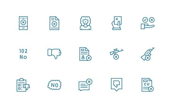 15 Regular Line Icons for Refusal Graphics Neat Icon Set vector