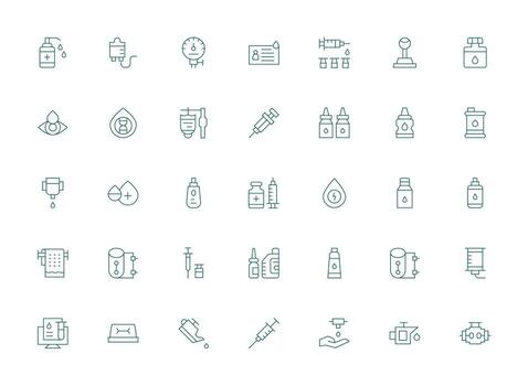 Fluid Set with 35 Light Line Icons Customizable Icon Series for Mobile Screens vector
