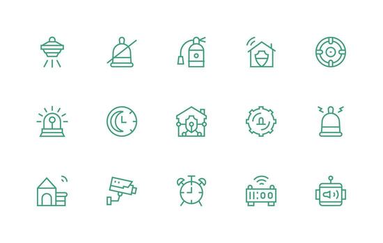 Alarm Icon Collection with 15 Regular Line Designs Scalable Icons for All Themes vector