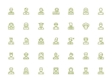 Regular Clean Line Icons from Avatar Set with 35 Vectors Multi-Style Icons for Creative Projects
