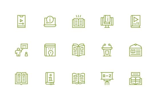 Regular Line Style Tutorial Icons with 15 Vectors Digital Icon Collection